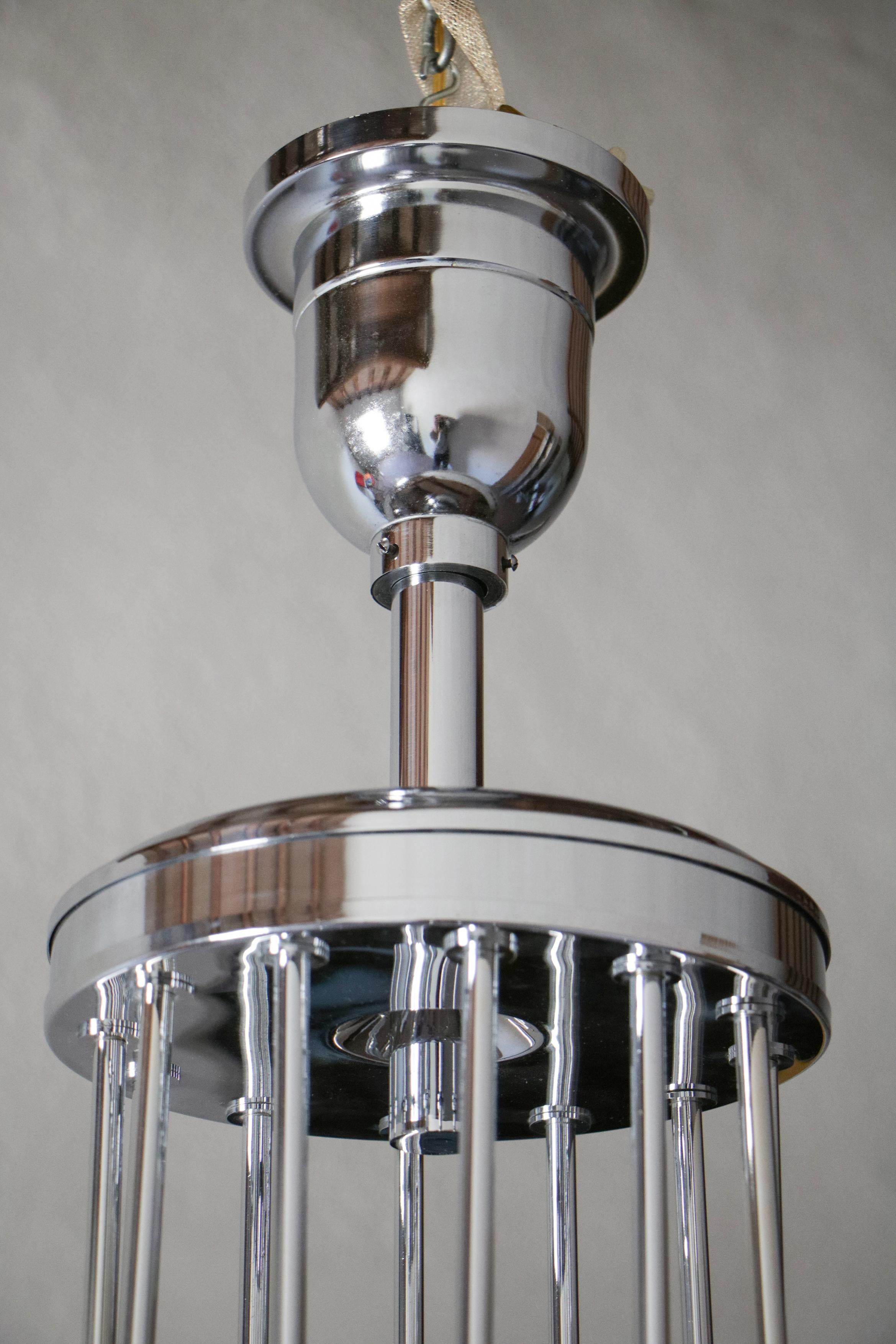 Italian Chromed Chandelier Attributed to Oscar Torlasco, 1970s For Sale 2