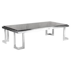 Italian Chromed Glamour Coffee Table with Epoxy Resin Top, 1970s