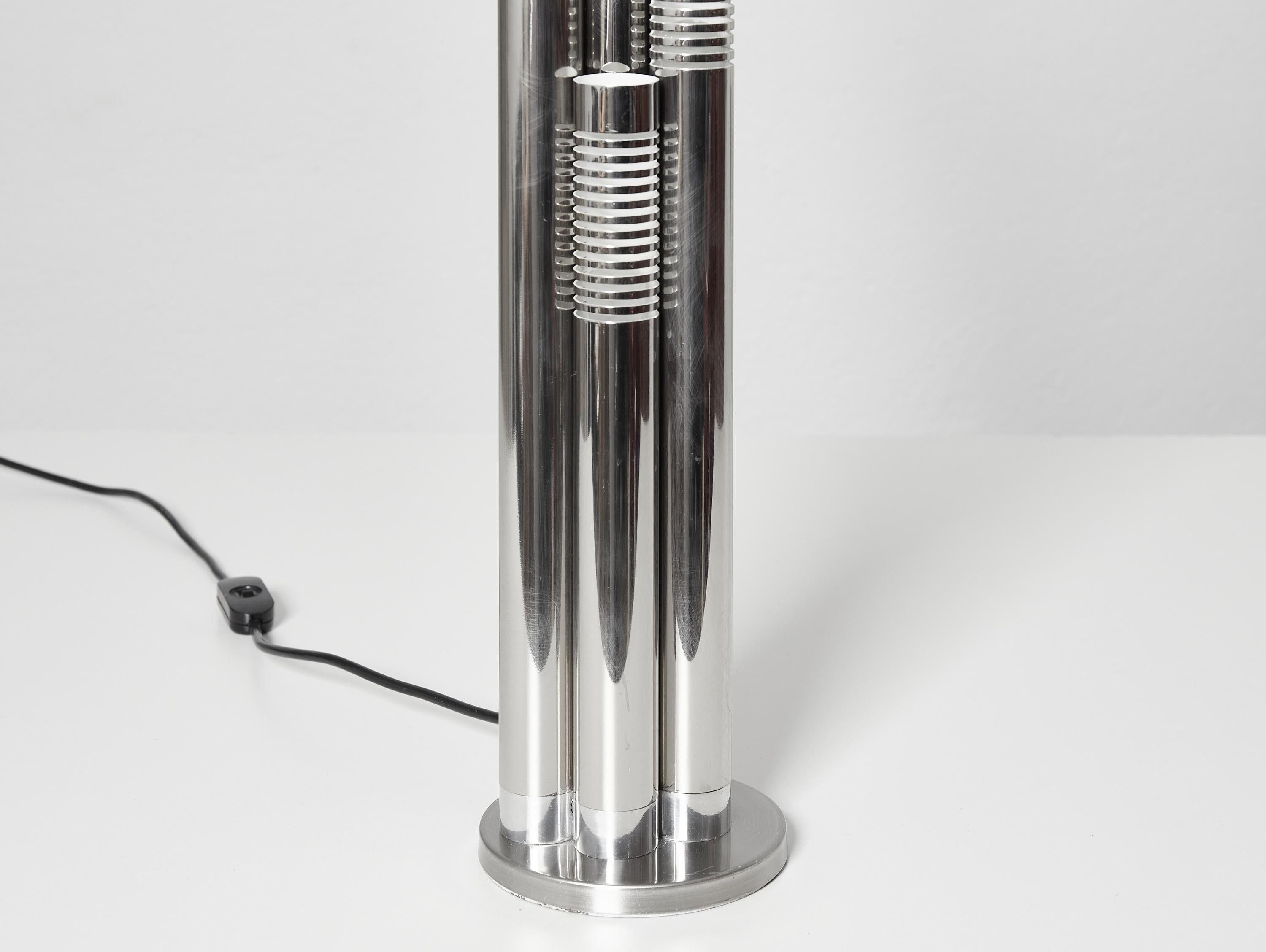 Italian Chromed Metal Tubular Table Lamp, c. 1970 5