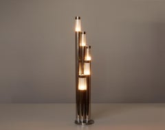 Italian Chromed Metal Tubular Table Lamp, c. 1970