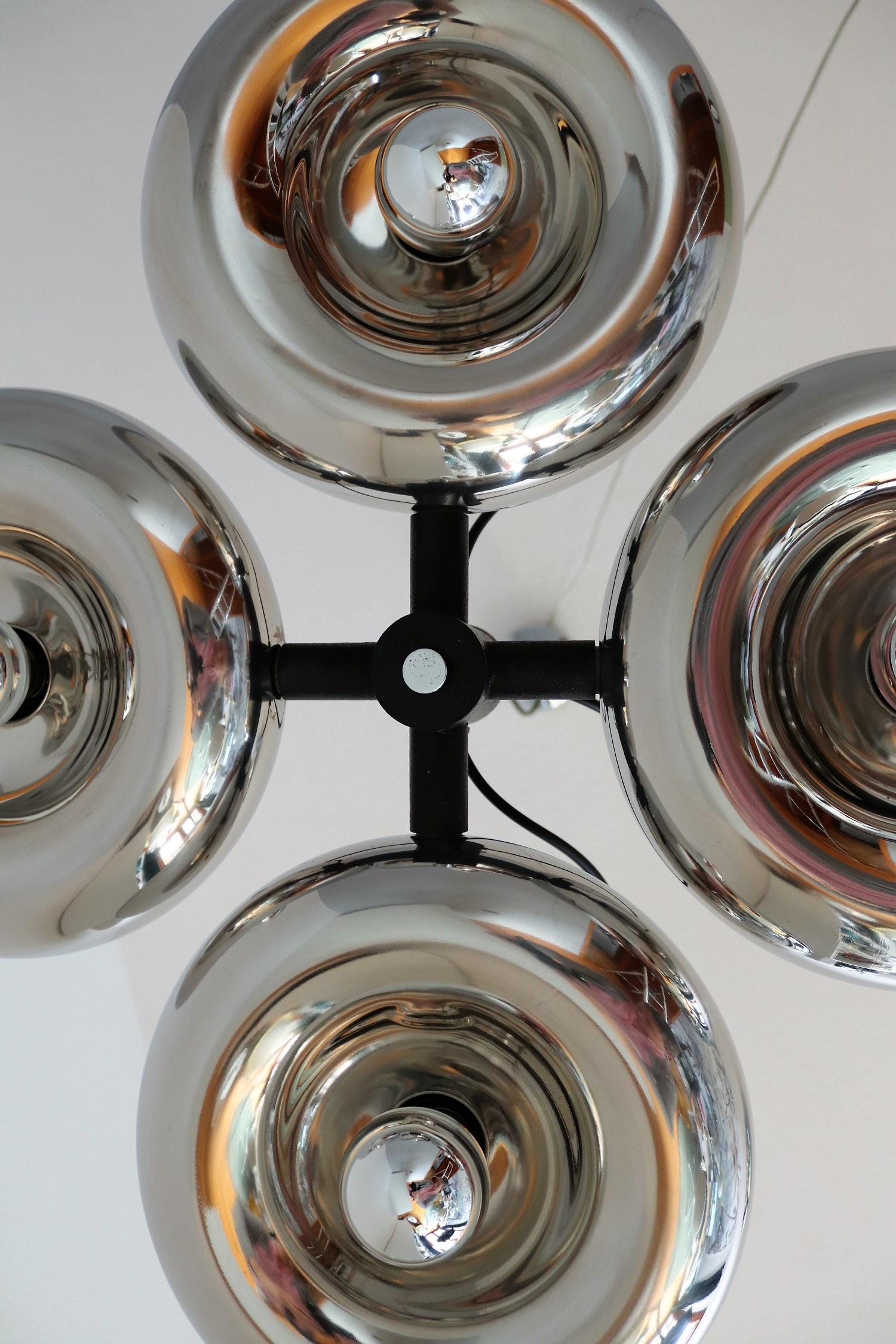 Italian Chromed Pendant Lamp with Adjustable Lights by Luci Milano, 1970s 5