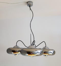 Italian Chromed Pendant Lamp with Adjustable Lights by Luci Milano, 1970s