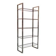 Italian Chromed Steel and Smoked Glass Bookcase, 1970s