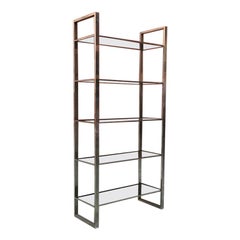 Antique Italian Chromed Steel and Smoked Glass Bookcase, 1970s