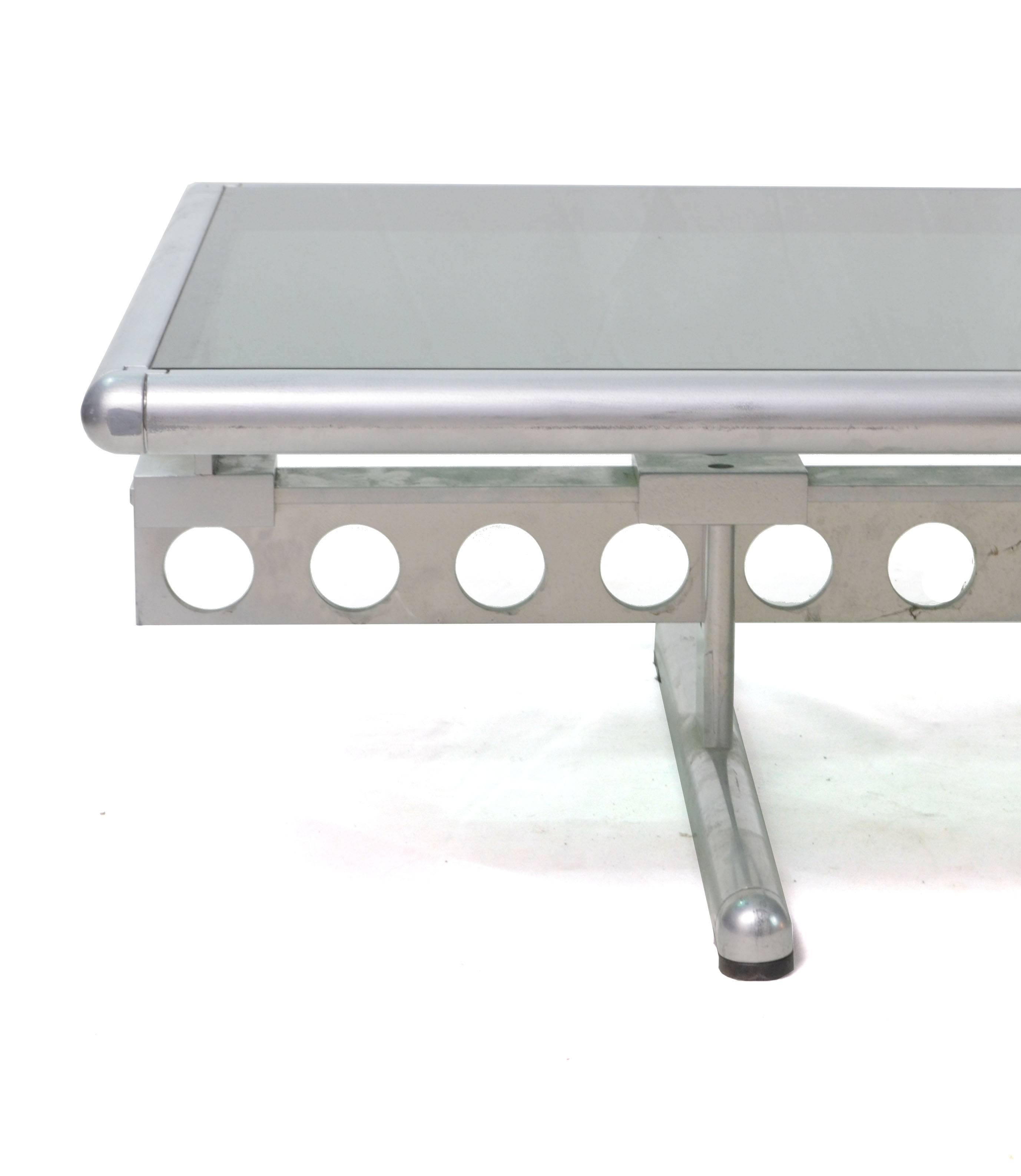 Italian Chromed Steel and Smoked Glass Ouverture Coffee Table for Frau, 1980s 2