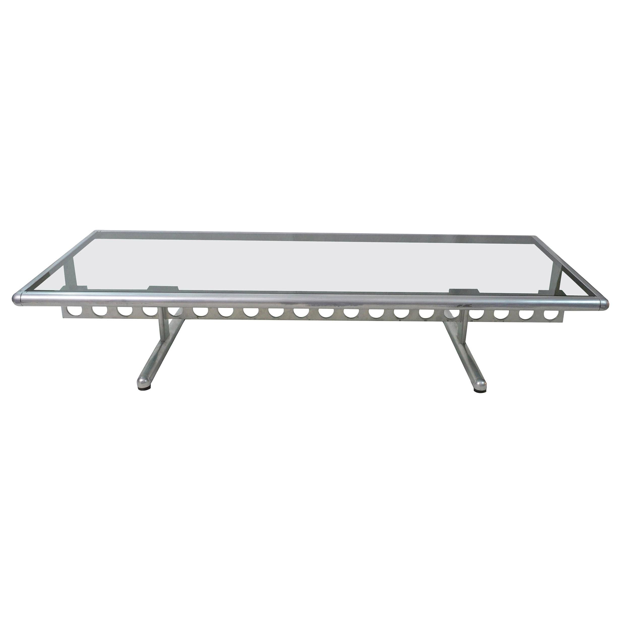 Italian Chromed Steel and Smoked Glass Ouverture Coffee Table for Frau, 1980s For Sale