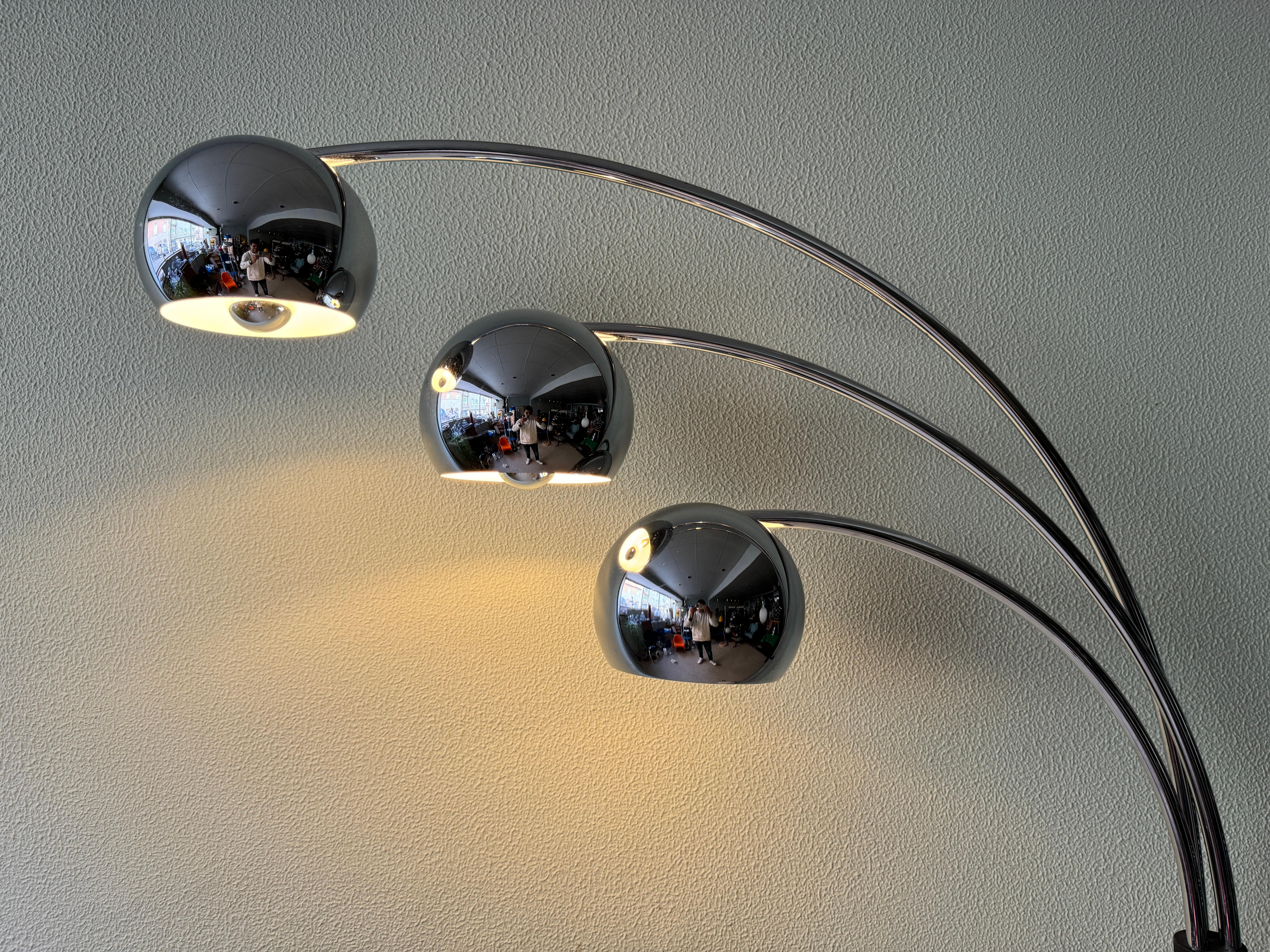 Italian Chromed Steel Floor Lamp with Three Arms by Goffredo Reggiani, 1970s For Sale 2