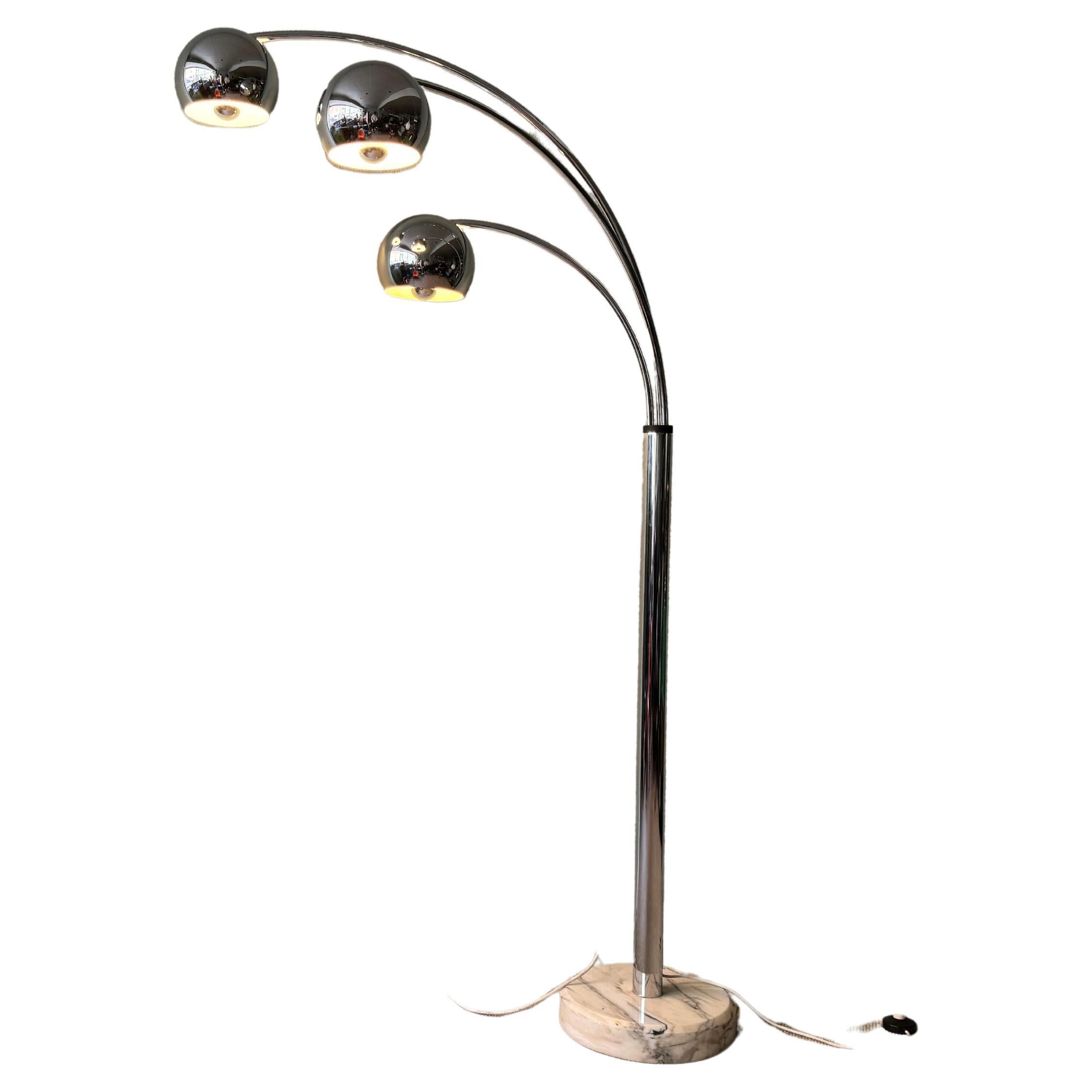 Italian Chromed Steel Floor Lamp with Three Arms by Goffredo Reggiani, 1970s For Sale
