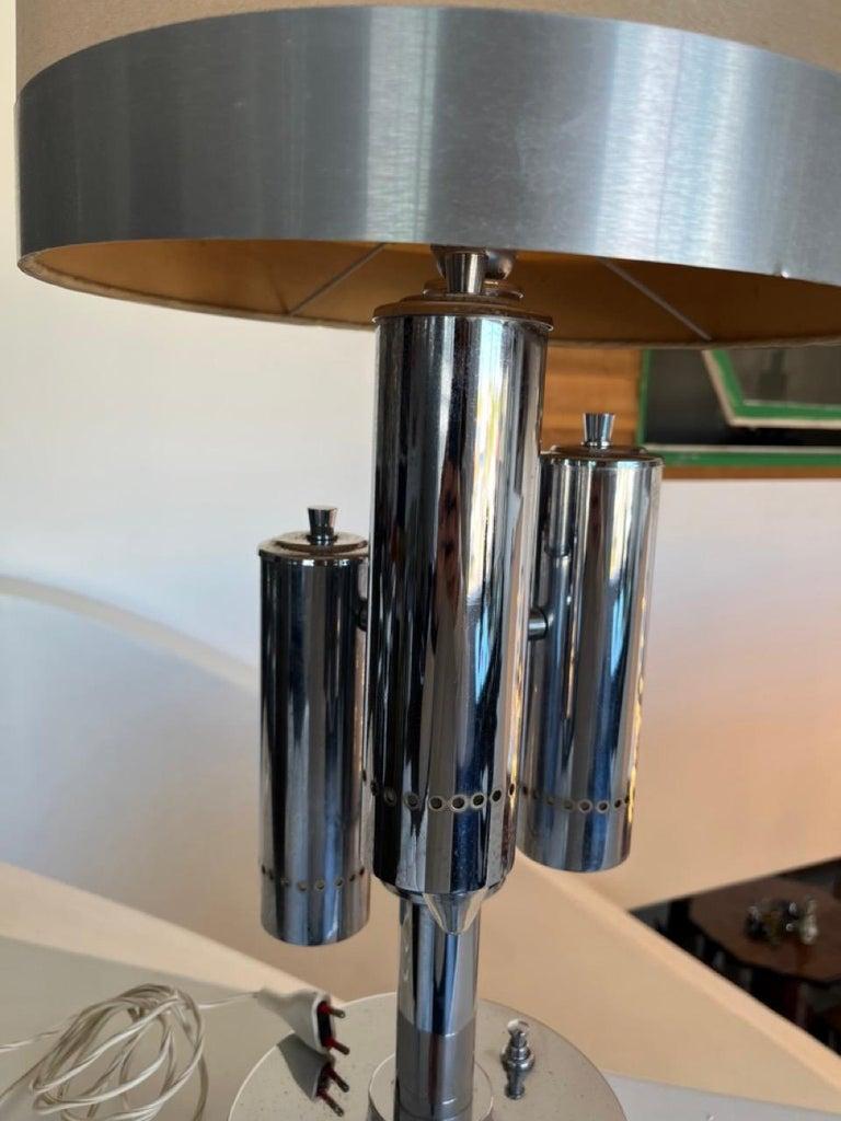 Italian Chromed Table Lamp with Three Cylinders 1970s In Good Condition For Sale In Byron Bay, NSW