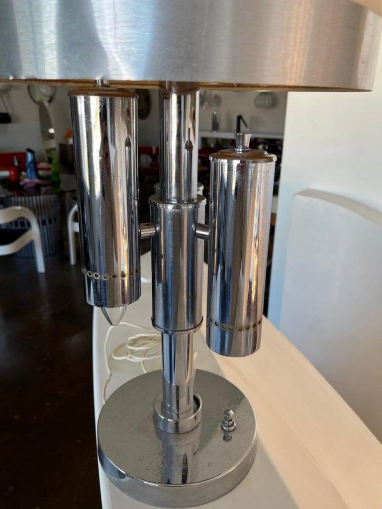 Italian Chromed Table Lamp with Three Cylinders 1970s For Sale 1