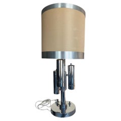 Italian Chromed Table Lamp with Three Cylinders 1970s