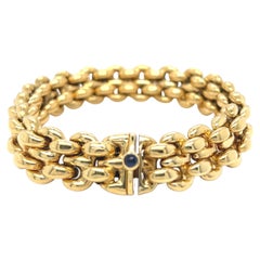 Italian Chunky Chain with Sapphire Clasp Bracelet 18K Yellow Gold