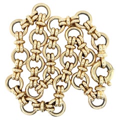 Italian chunky style large chain necklace 14k yellow gold