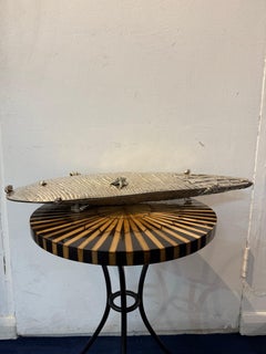 Italian Circa 70's Silver And Gold Plate Seashell Platter By Franco Lapini