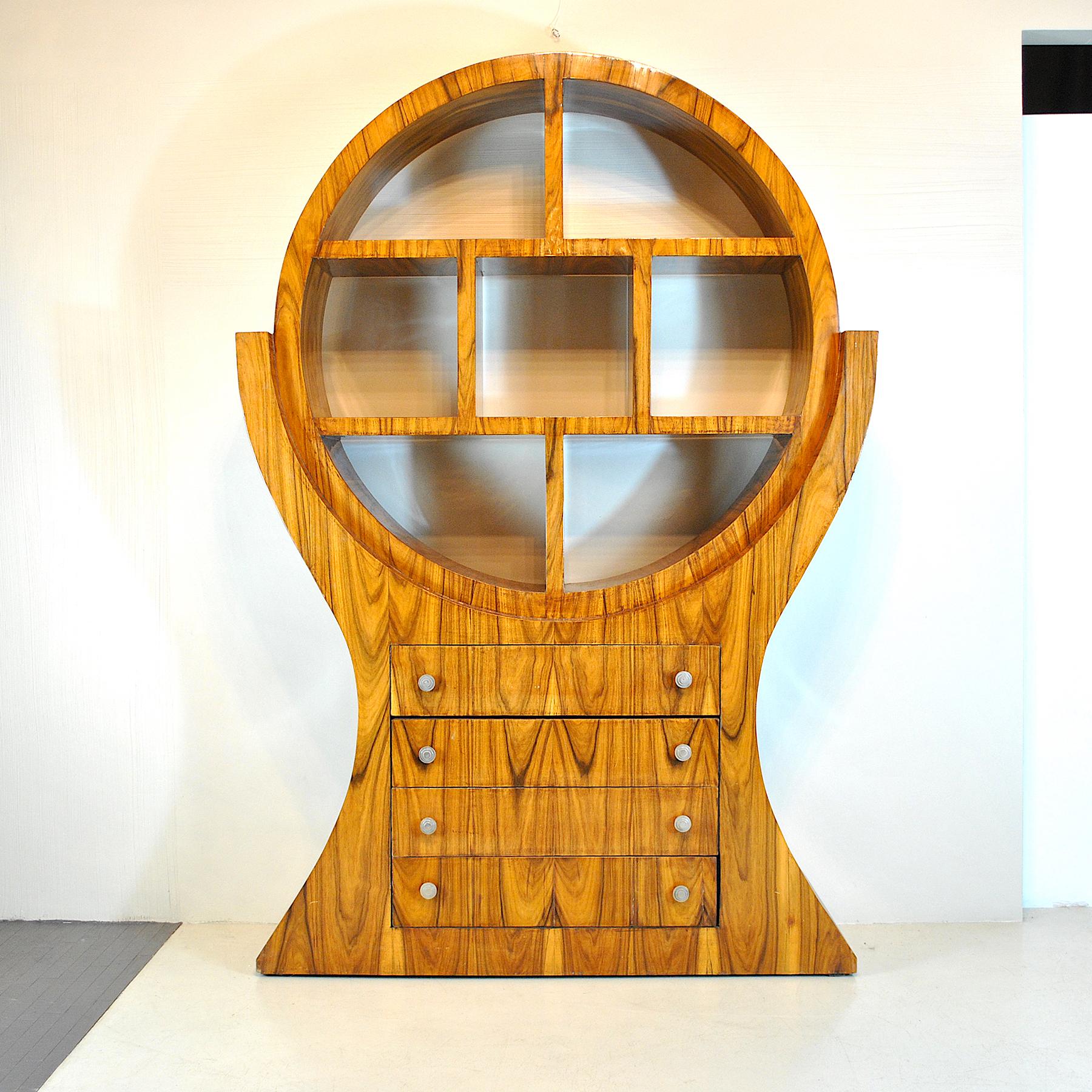 Circular bookcase early 1950s Italian production in Art Deco style.