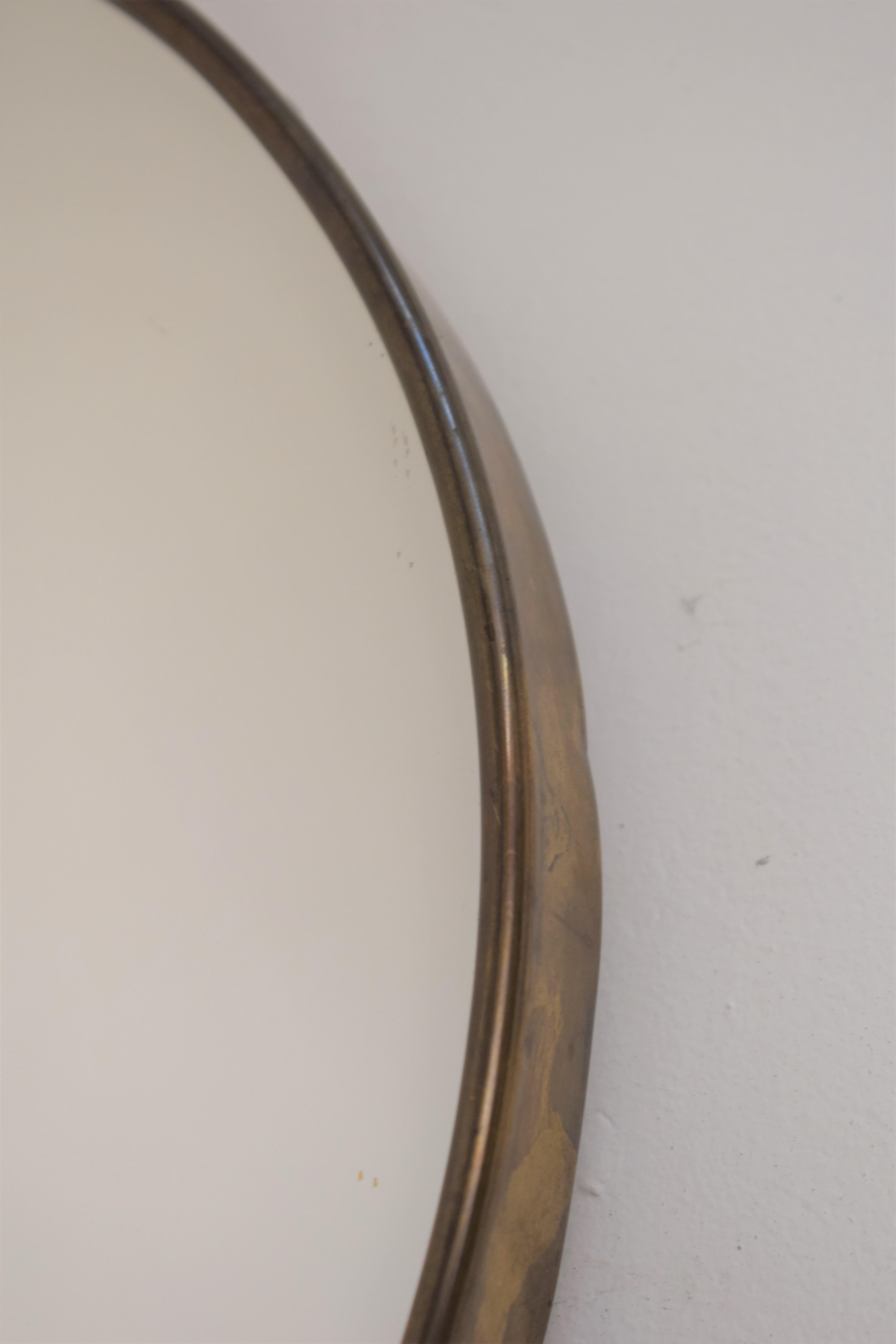 Italian Circular Brass Mirror, 1950s In Good Condition In Palermo, PA
