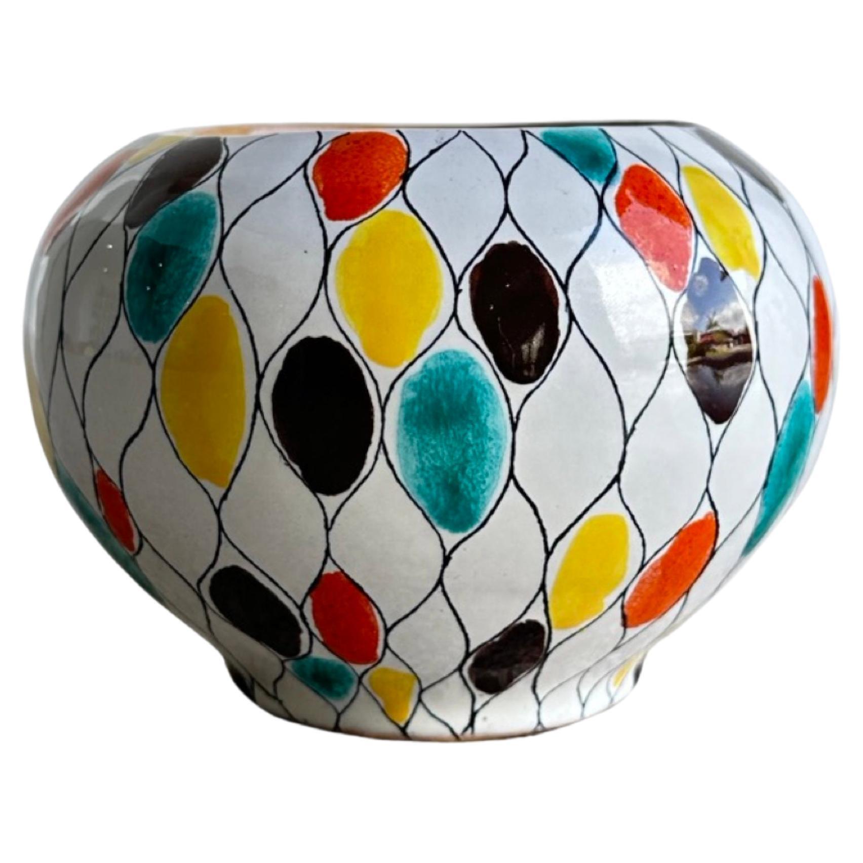 Italian Circular Glazed Ceramic by Rometti, 1978 For Sale