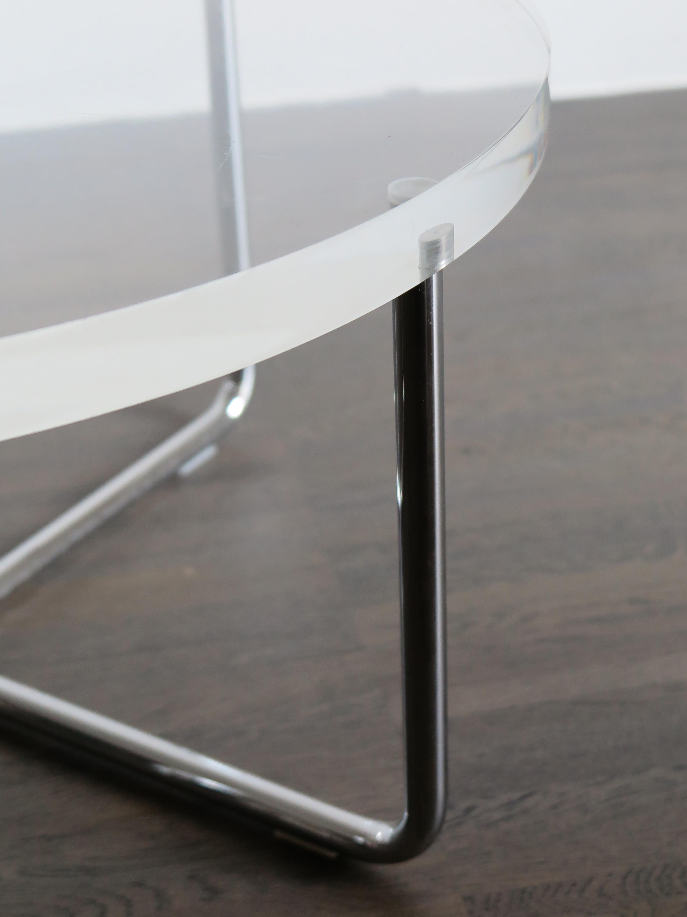 Metal Italian Circular Plexiglass Modern Coffee Table Produced by Minotti, 1980s