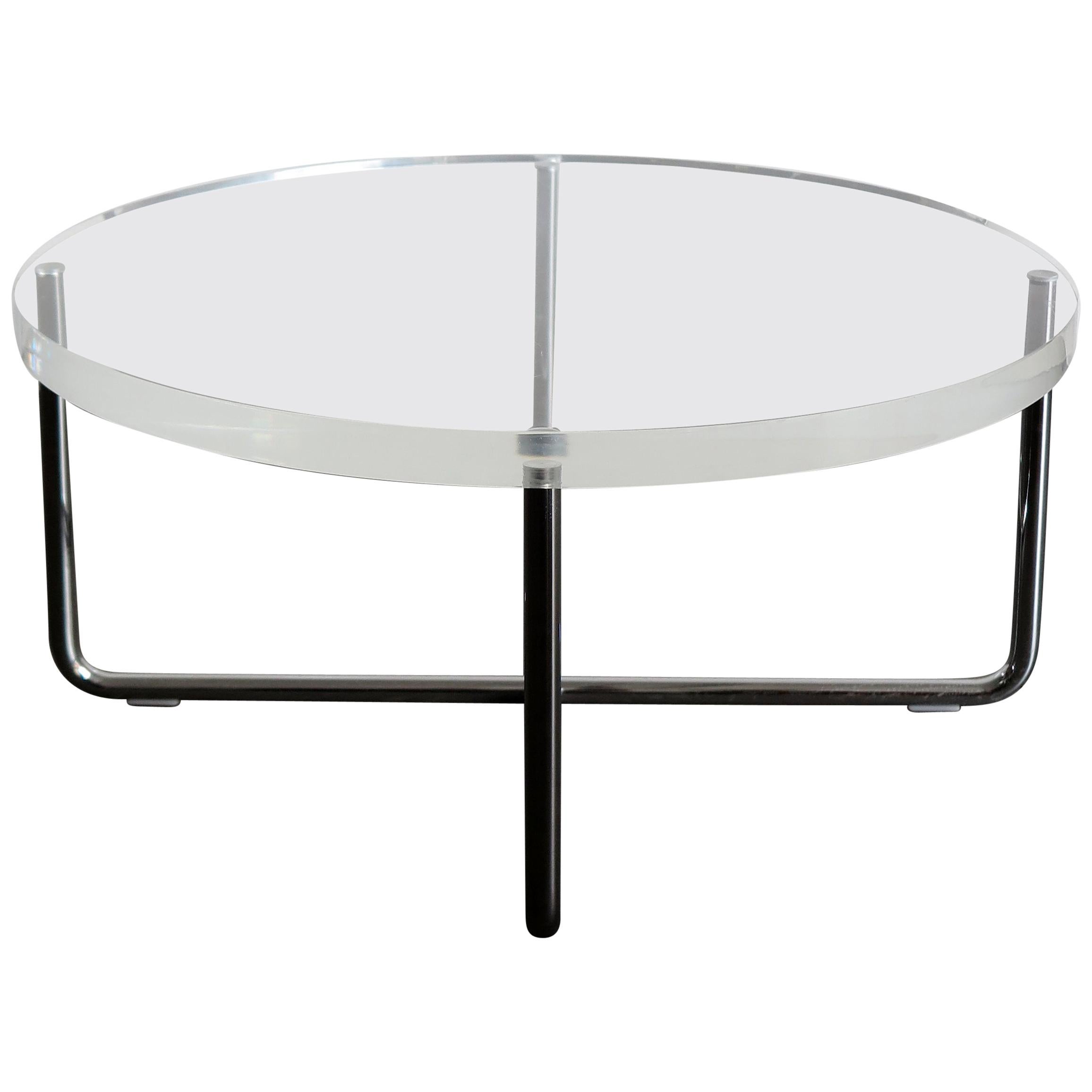 Italian Circular Plexiglass Modern Coffee Table Produced by Minotti, 1980s