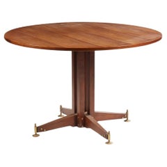 Vintage Italian Circular Rosewood Dining Table by Sergio Mazza, circa 1960