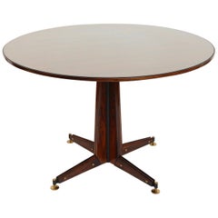 Italian Circular Rosewood Dining Table with Glass Inlay, circa 1950