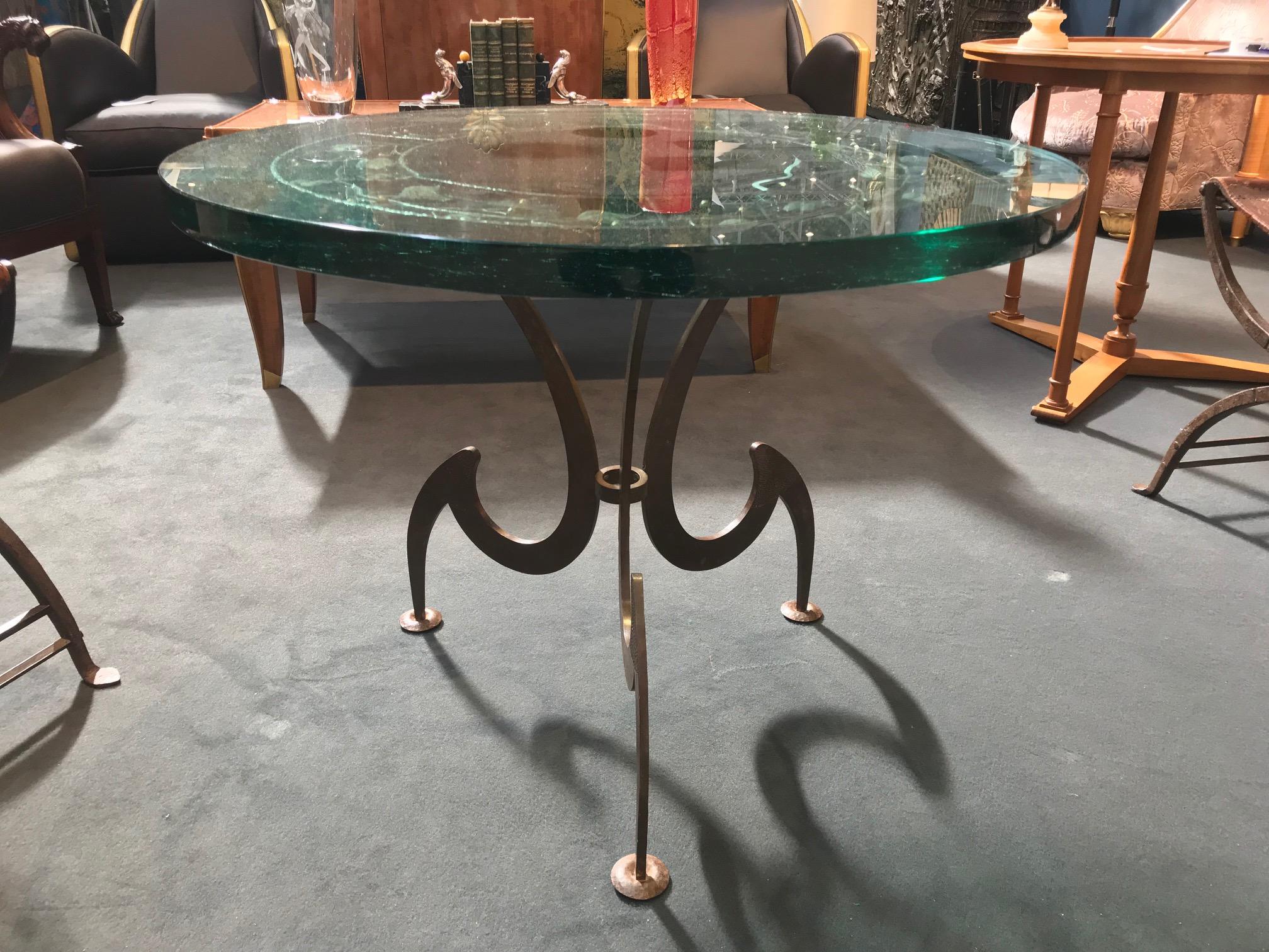 Italian Circular Wrought Iron Side Table For Sale 1