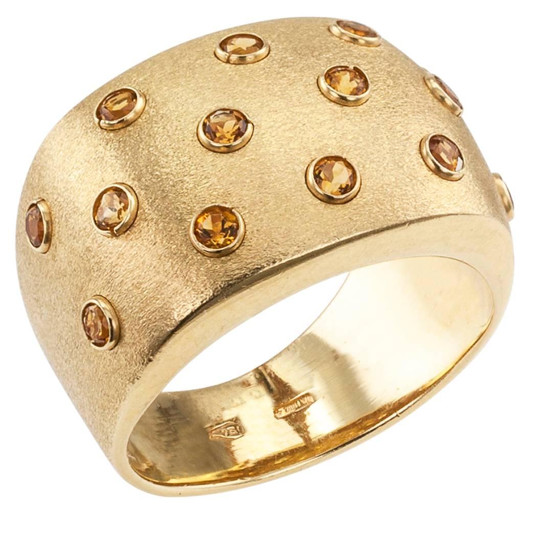 Contemporary Italian Citrine Gold Ring Band