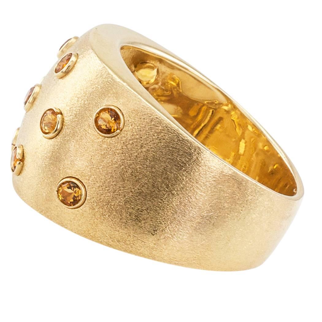 Italian Citrine Gold Ring Band In Good Condition In Los Angeles, CA