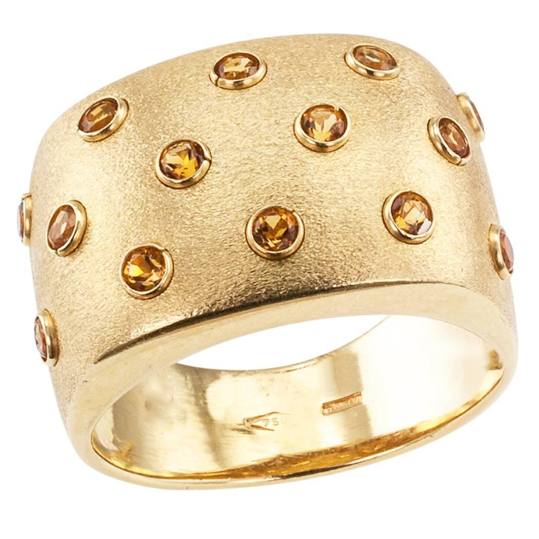 Italian Citrine Gold Ring Band