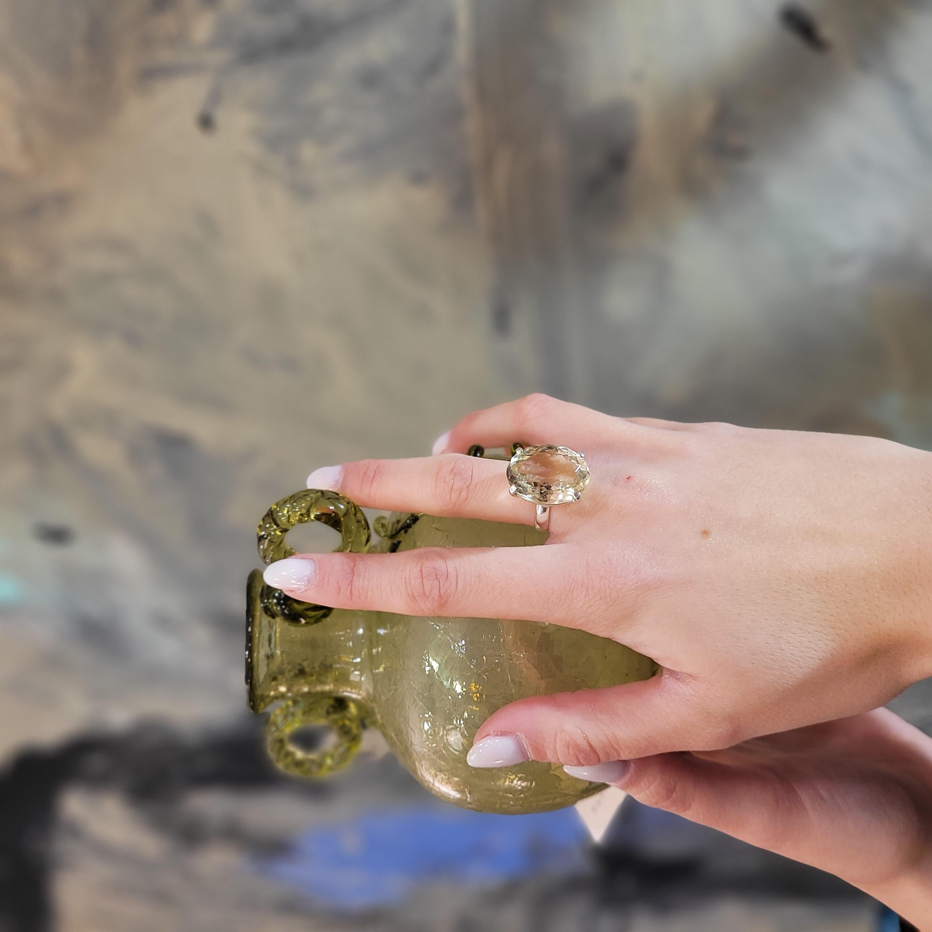 Taglio brillante Anello Citrino italiano / Anello, Argento 925, 21° secolo in vendita