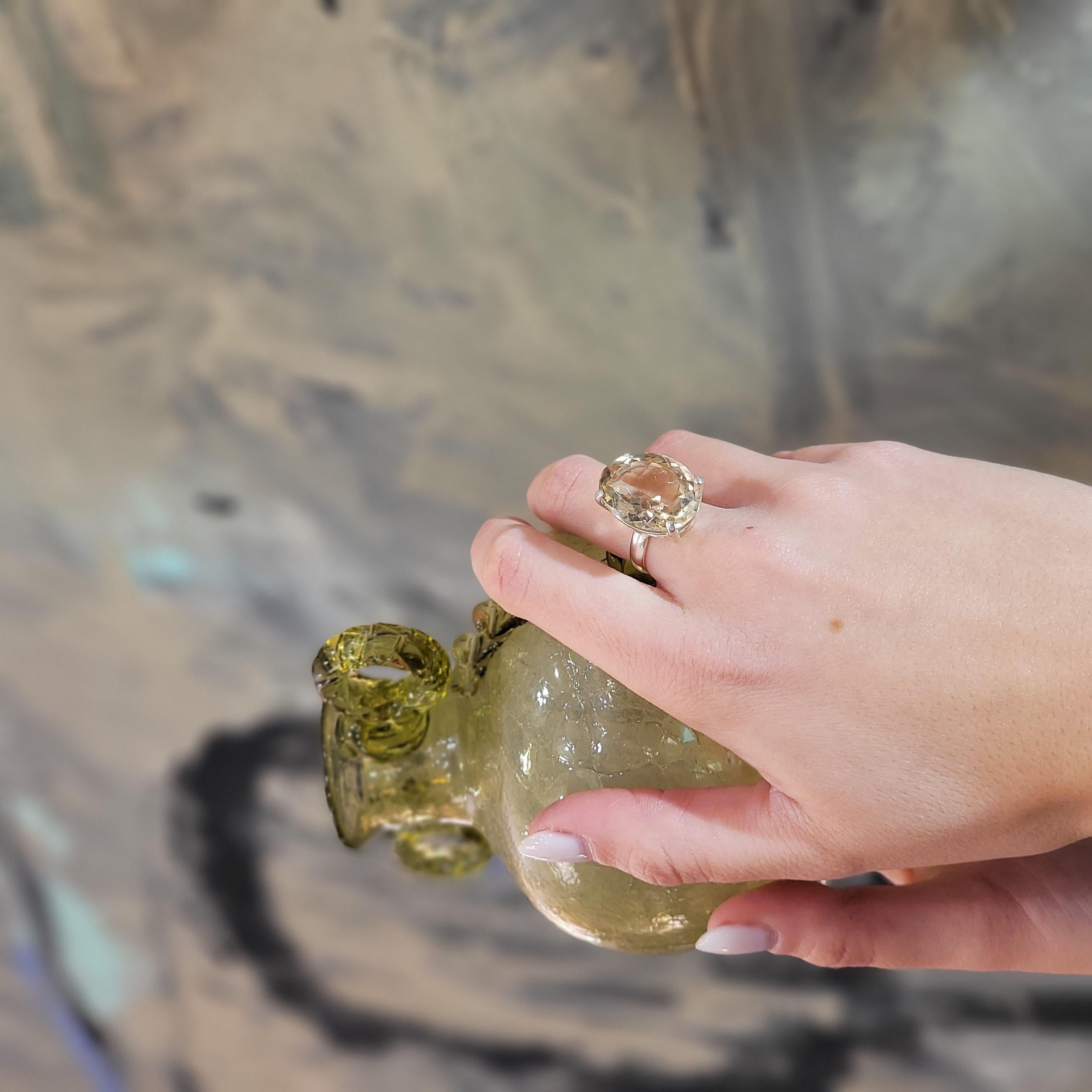 da uomo o donna Anello Citrino italiano / Anello, Argento 925, 21° secolo in vendita