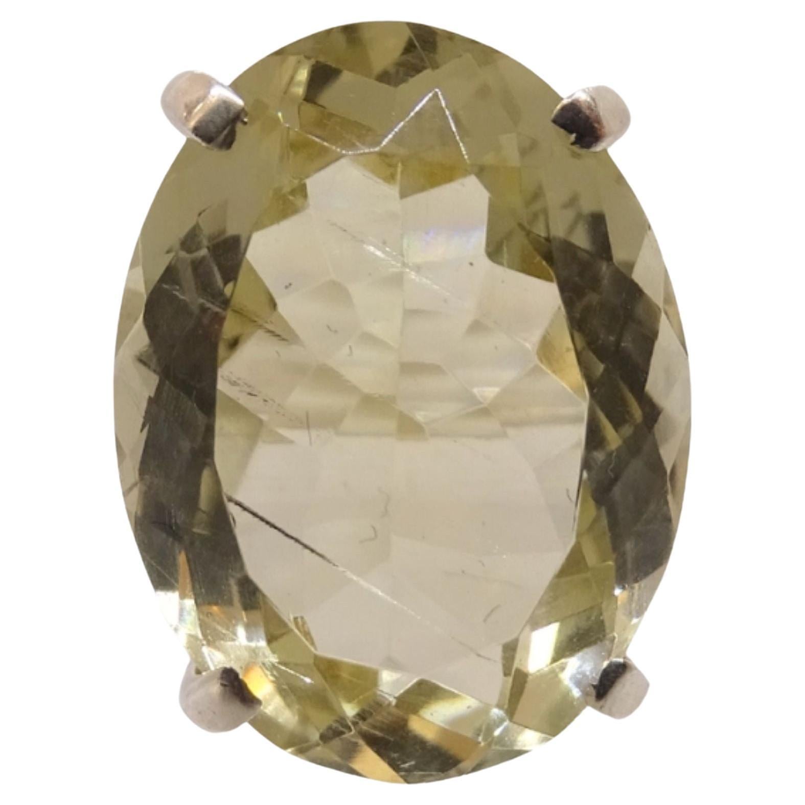 Bague / anneau italien en citrine, argent 925, 21e siècle