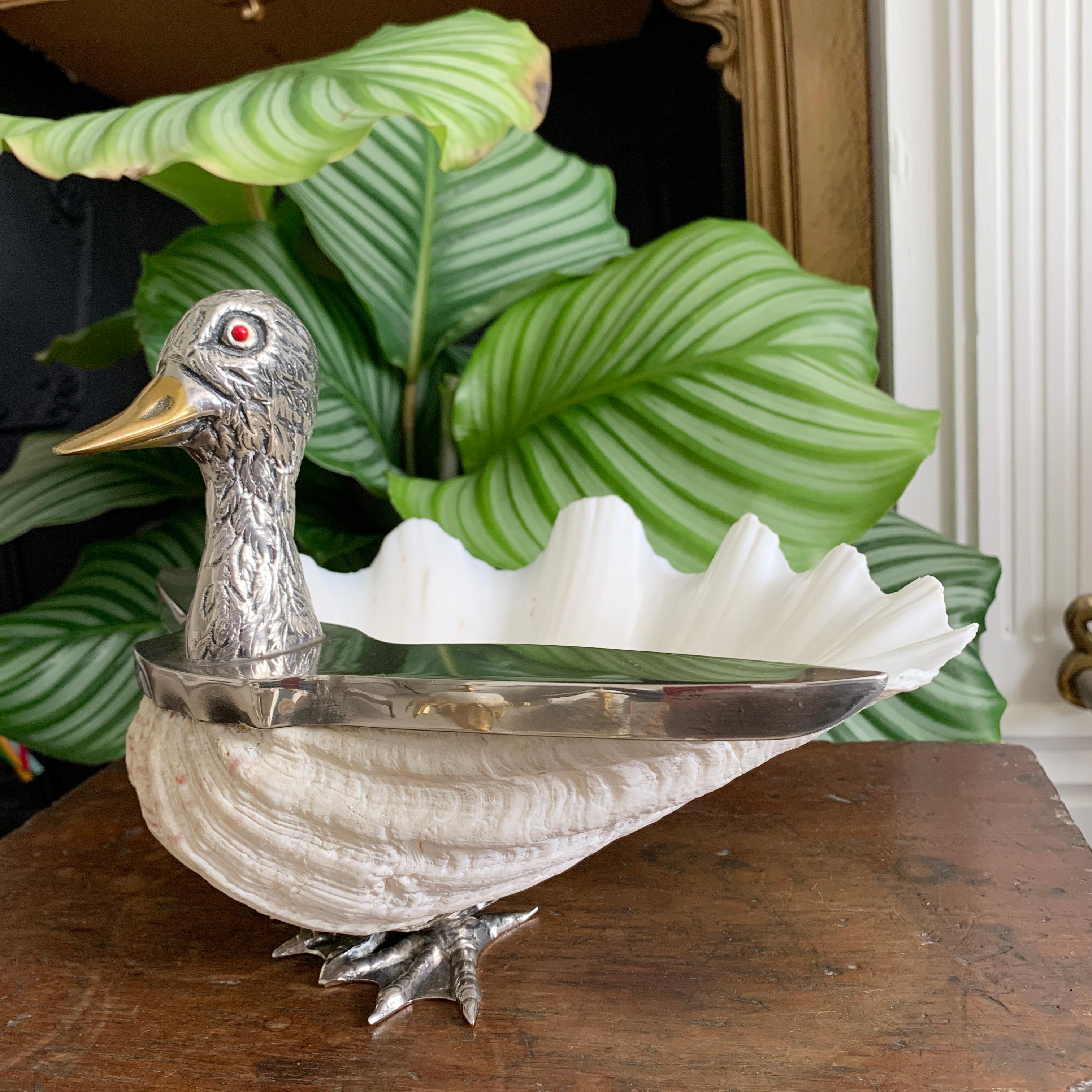 20th Century Silver Italian Clam Shell Duck by Gabriella Binazzi For Sale