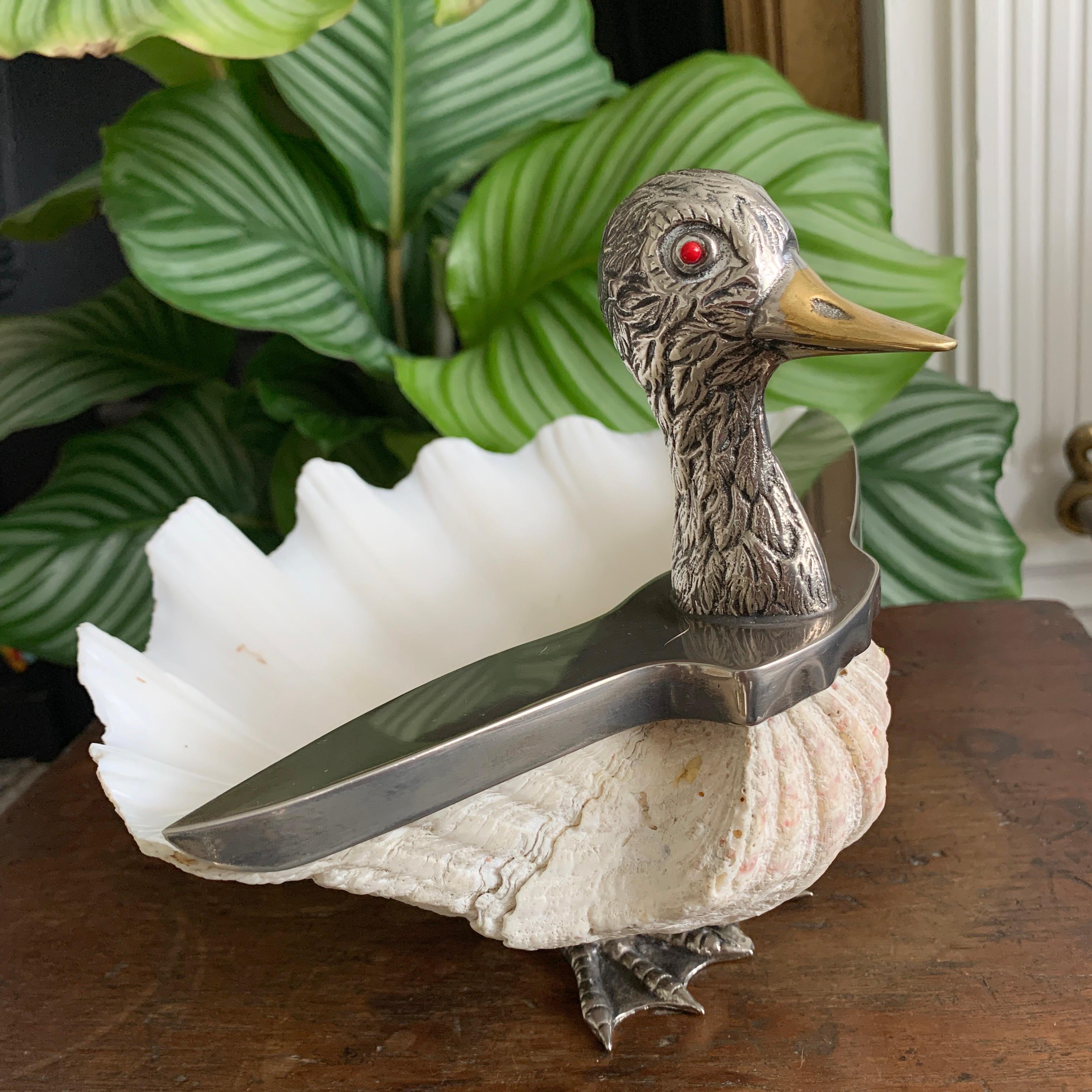 Silver Plate Silver Italian Clam Shell Duck by Gabriella Binazzi For Sale