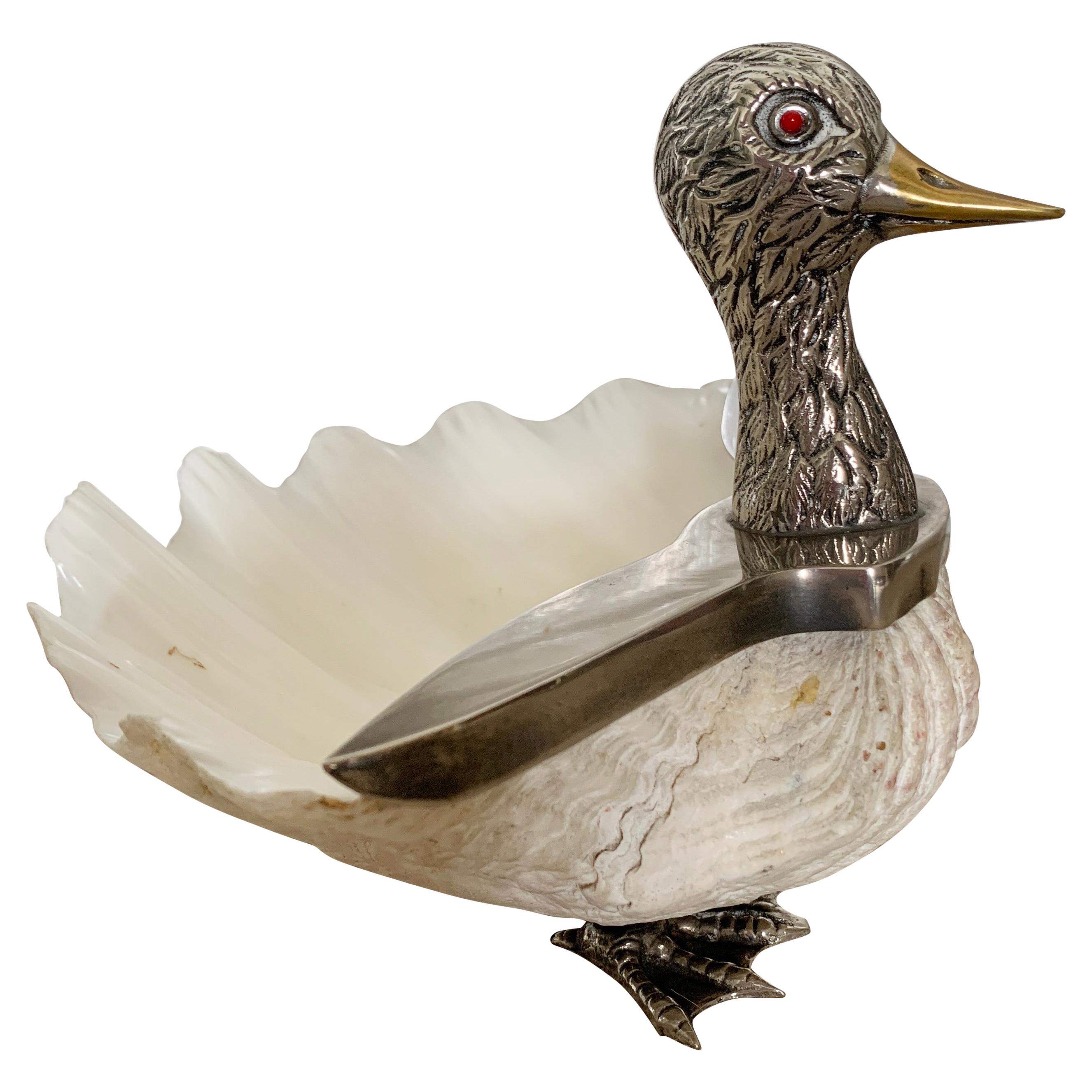 Silver Italian Clam Shell Duck by Gabriella Binazzi For Sale