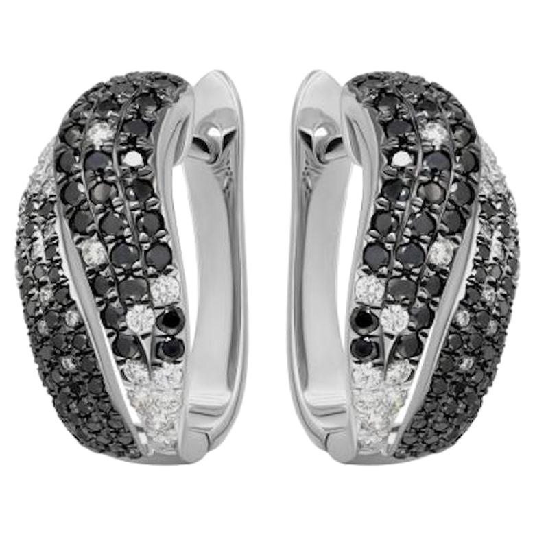 Italian Classic Black Diamond White Gold Statement Lever-Back Earrings for Her For Sale