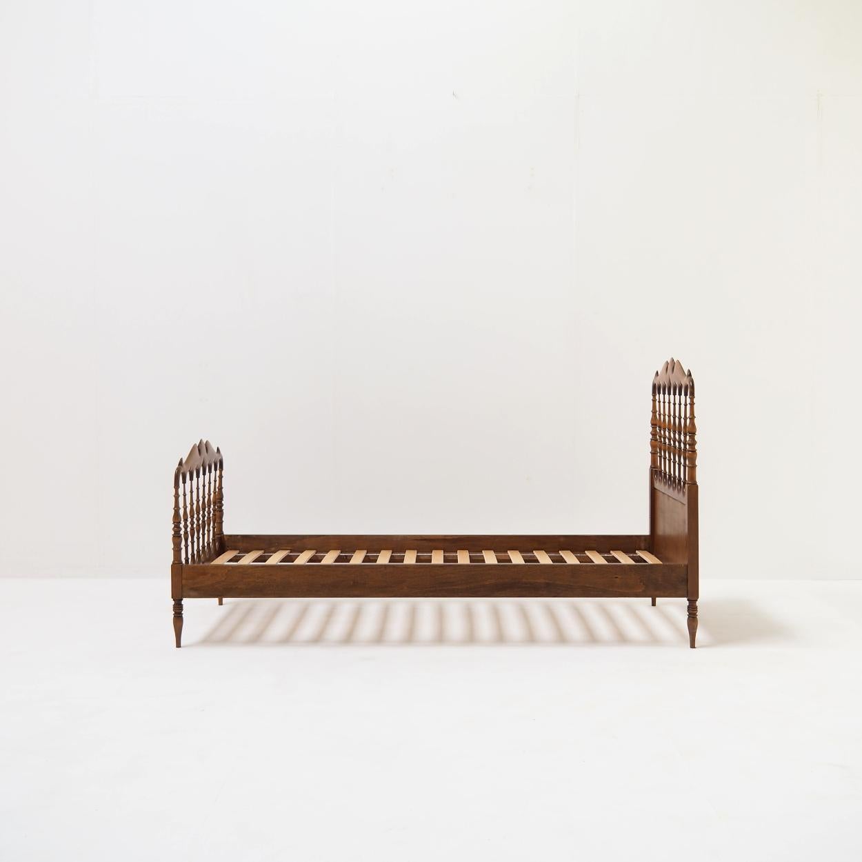 Bohemian Italian Classic Chiavari Bed in Pine, 1/2 For Sale