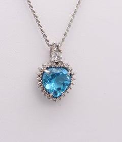ITALIAN Classic Heart-Shaped Pendant Necklace In 14Kt Gold With Blue Topaz