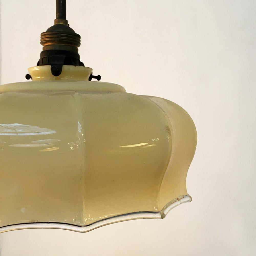 Early 20th Century Italian Classic Vintage Glass and Brunished Brass Chandelier, Early 900s