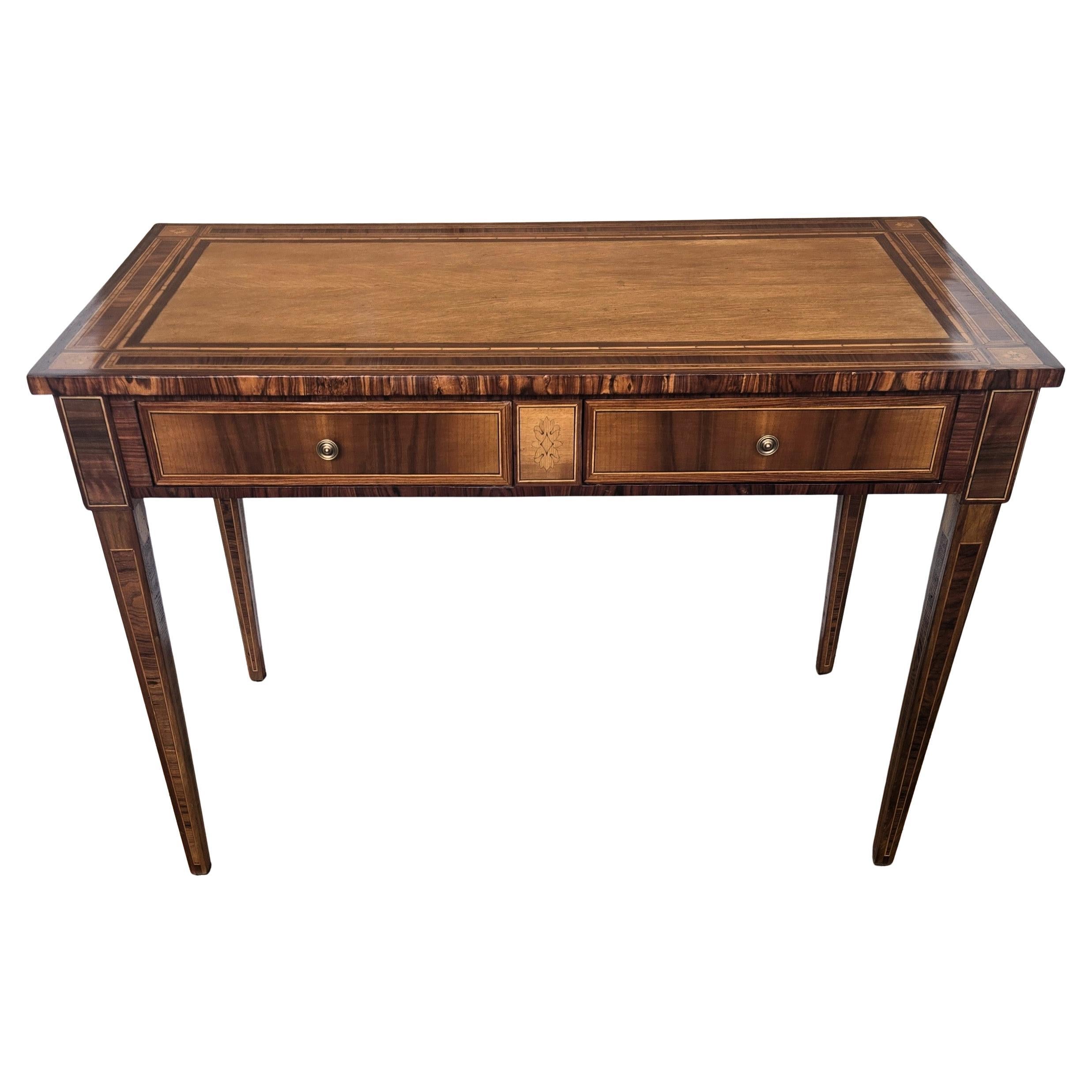 Italian Classic Walnut Marquetry Desk Writing Table For Sale
