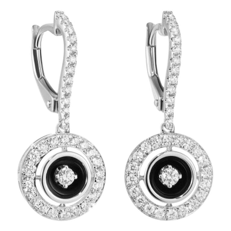 Italian Classic White Diamond White Gold Statement Lever-Back Earrings for Her For Sale