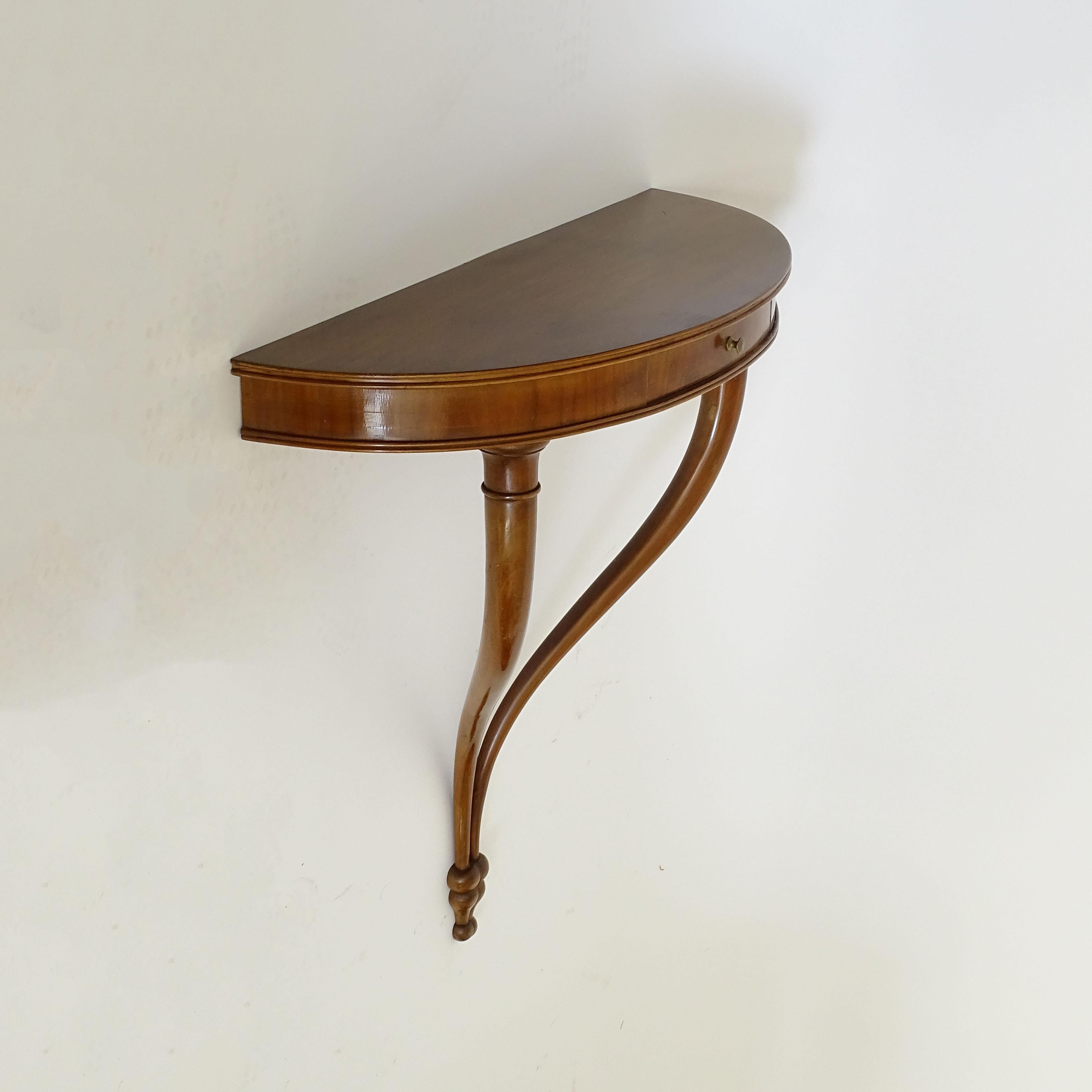 Console murale classique italienne des années 1950 avec un tiroir Bon état - En vente à Milan, IT
