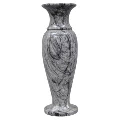 Italian Classical Carved Marble Black 
White Urn Form 22" Tall Vase Vessel