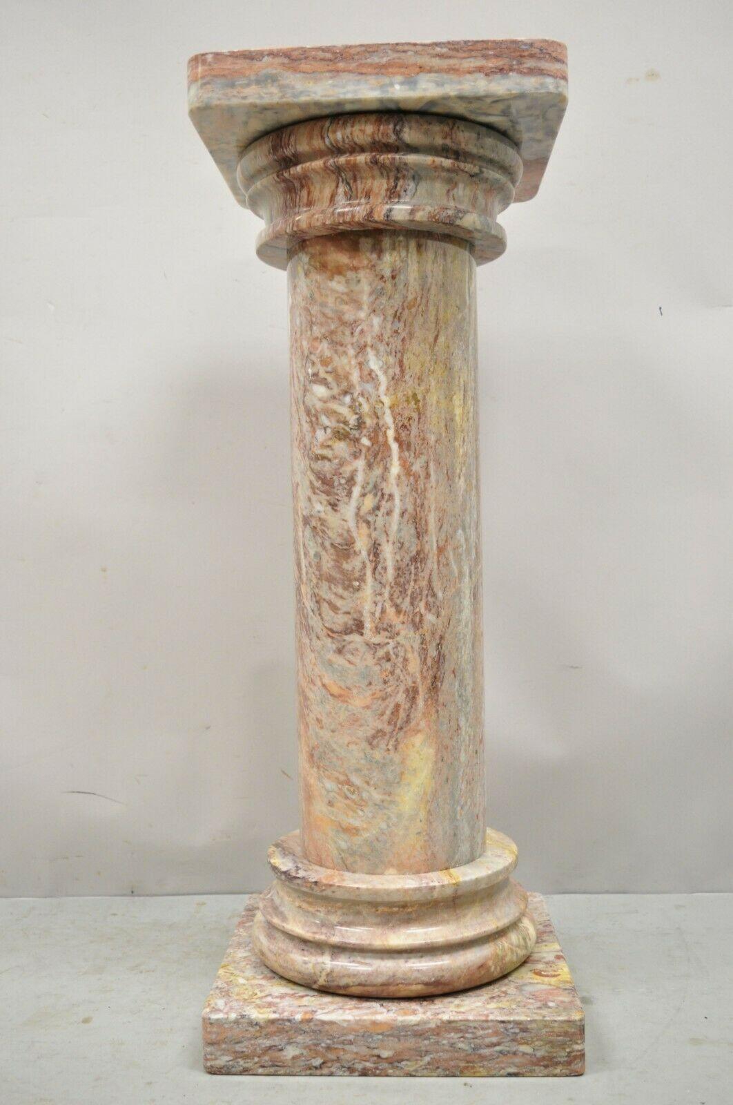 Italian Classical Neoclassical Pink Marble Pedestal Column Plant Stand 5