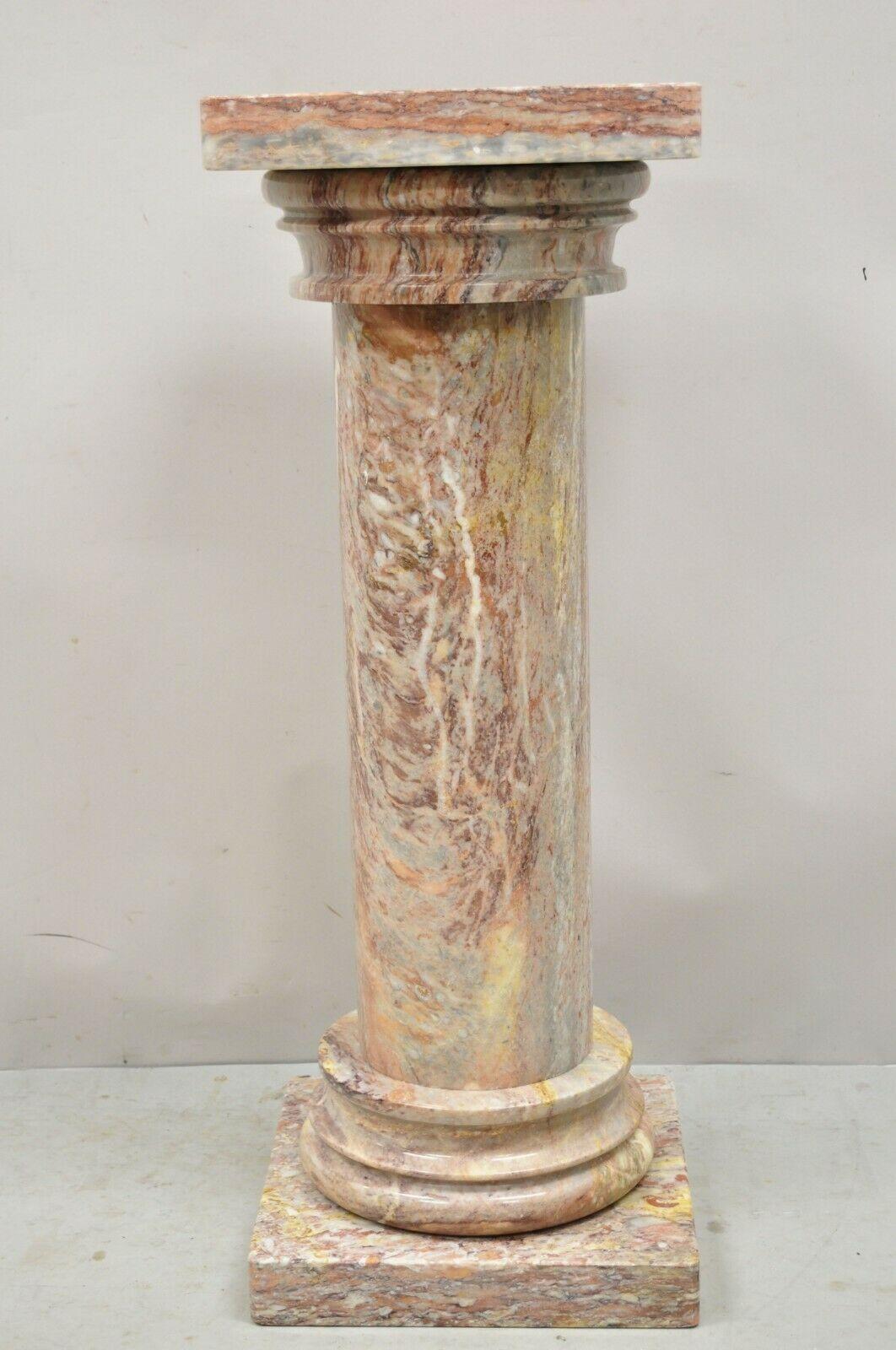 Italian Classical Neoclassical Pink Marble Pedestal Column Plant Stand 1