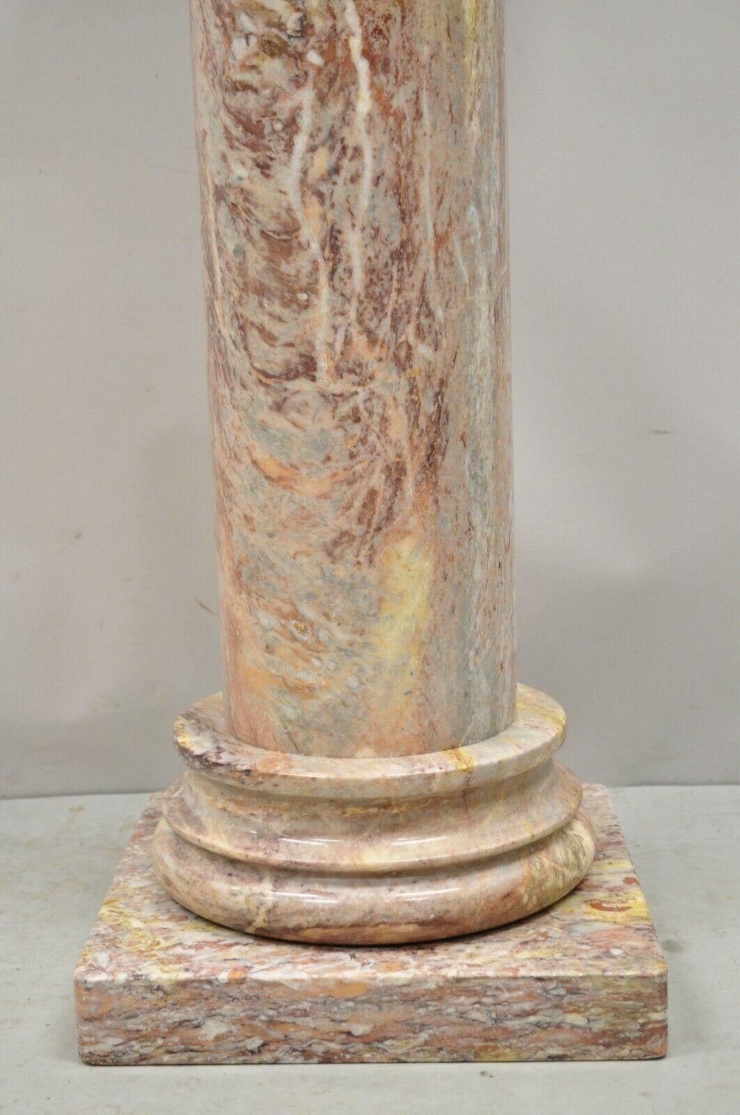 Italian Classical Neoclassical Pink Marble Pedestal Column Plant Stand 2
