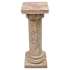 Vintage Italian Classical Neoclassical Pink Marble Pedestal Column Plant Stand
