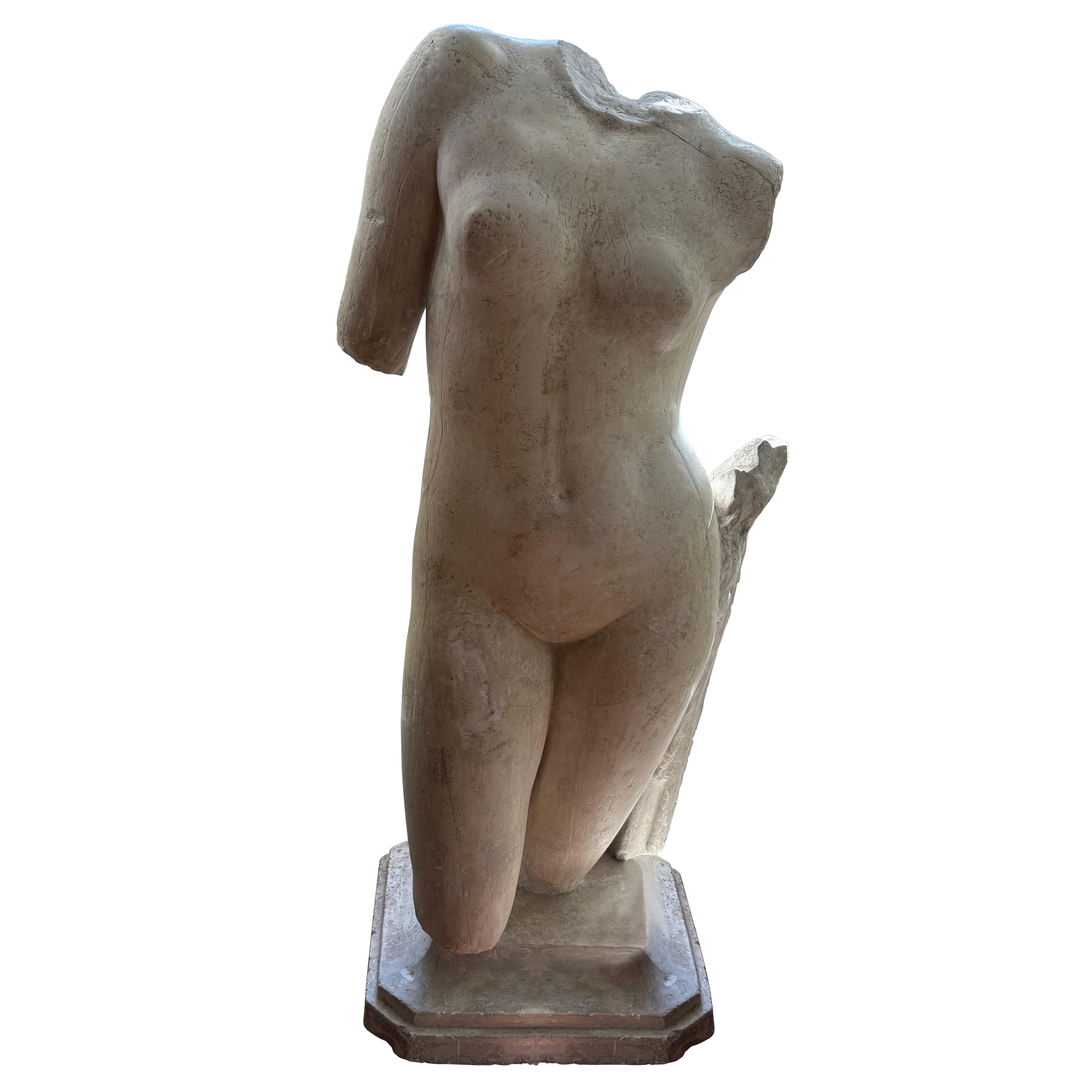 Italian Classical Roman Style Plaster Torso Sculpture