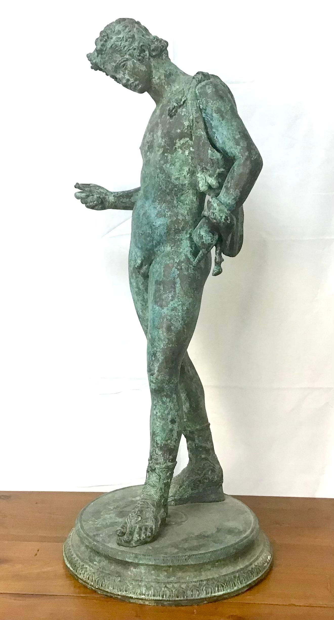 19th Century Italian Classical Grand Tour Bronze Sculpture of Narcissus