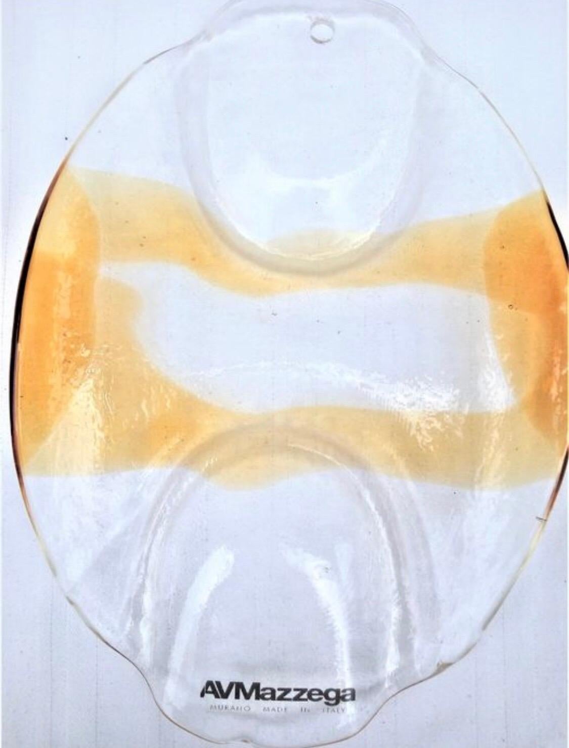 Italian Clear Amber Murano Glass Midcentury Chandelier by AVMazzega, 1960s For Sale 4